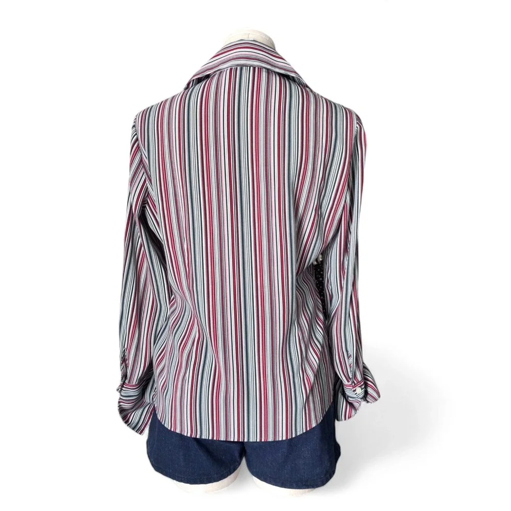 Vintage Worthington‎ Pinstripe Shirt Red Gray | Dark Academia Office Chic School